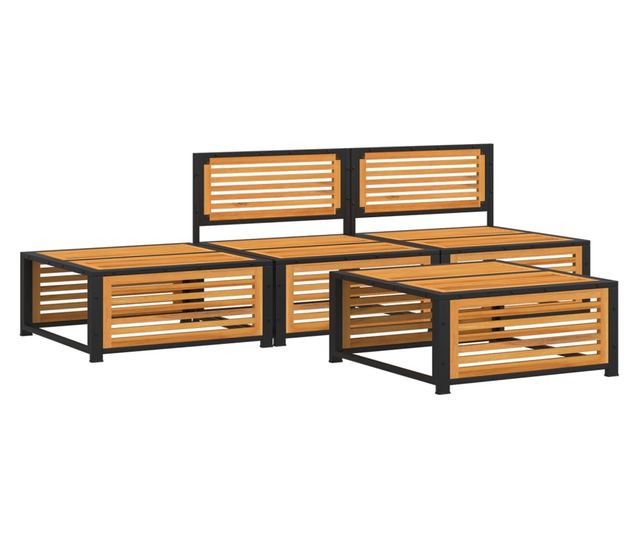 Градински диван от 4 части, с възглавници, масивна акация