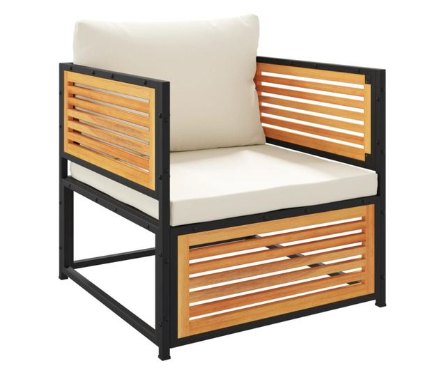 Градински диван с възглавници, 6 части, масив акация