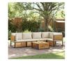 Градински диван с възглавници, 6 части, масив акация