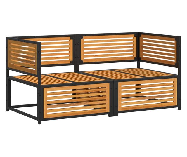 Градински комплект дивани с възглавници от 2 части акация масив