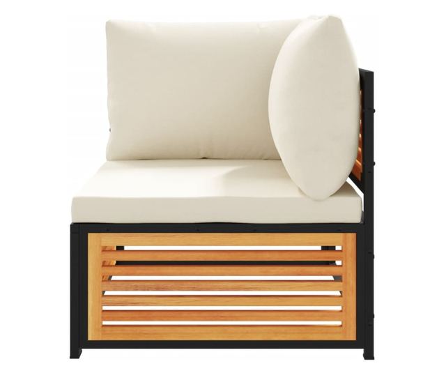 Градински комплект дивани с възглавници от 2 части акация масив