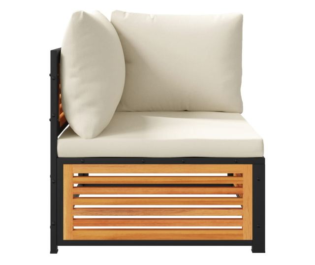 Градински комплект дивани с възглавници от 2 части акация масив