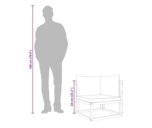 Градински комплект дивани с възглавници от 2 части акация масив