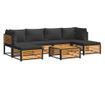 Градински комплект диван, 7 части, с възглавници, акация масив