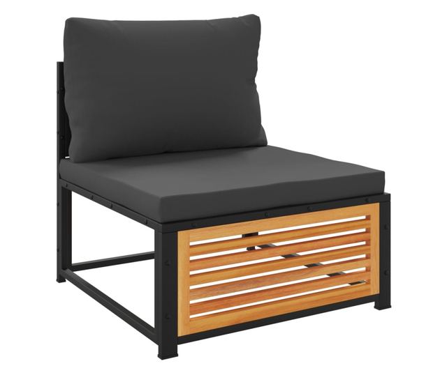 Градински диван от 4 части, с възглавници, масивна акация