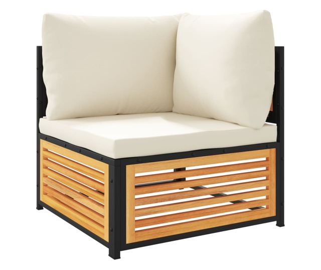 Градински комплект диван, 7 части, с възглавници, акация масив