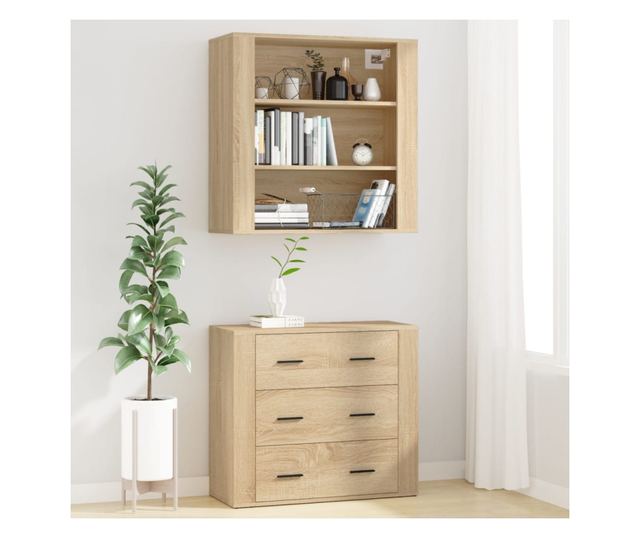 Висок шкаф, сонома дъб, инженерно дърво