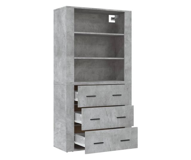 Висок шкаф, бетонно сив, инженерно дърво