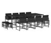 Външен трапезен комплект 13 части с възглавници черен полиратан