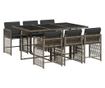 Градински трапезен комплект 7 части с възглавници сив полиратан