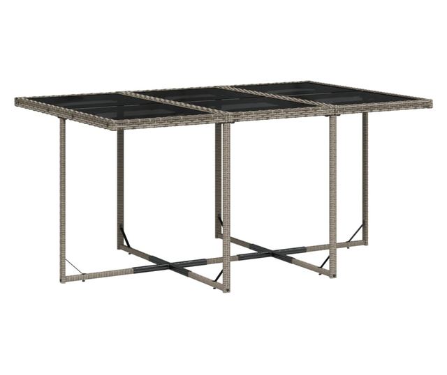 Градински трапезен комплект 7 части с възглавници сив полиратан