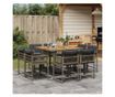 Градински трапезен комплект 9 части с възглавници сив полиратан
