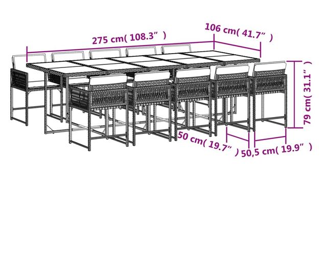 Градински комплект с възглавници 11 части кафяв полиратан