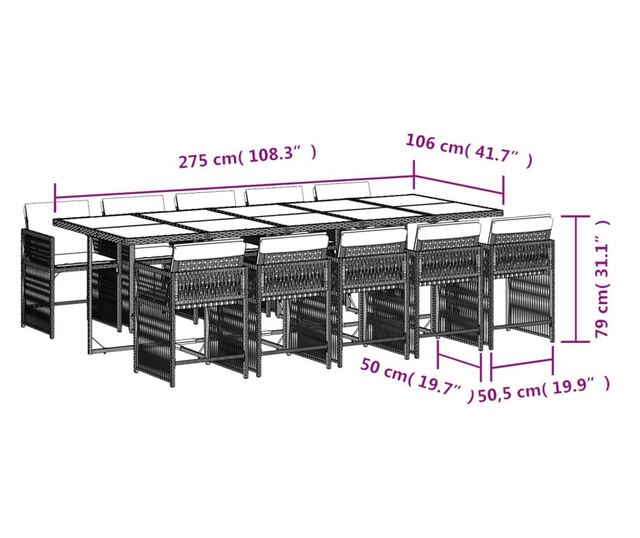 Градински комплект с възглавници 11 части кафяв полиратан