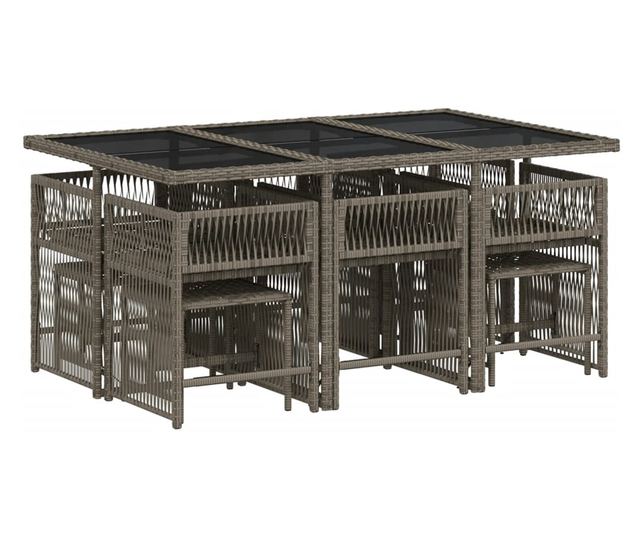 Градински комплект с възглавници 11 части сив полиратан