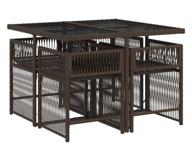 Градински комплект с възглавници 5 части кафяв полиратан