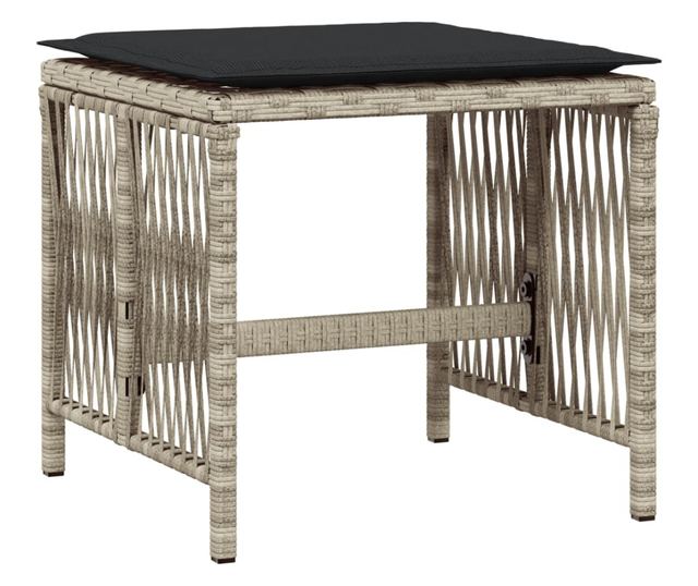 Градински комплект с възглавници 15 части полиратан светлосив