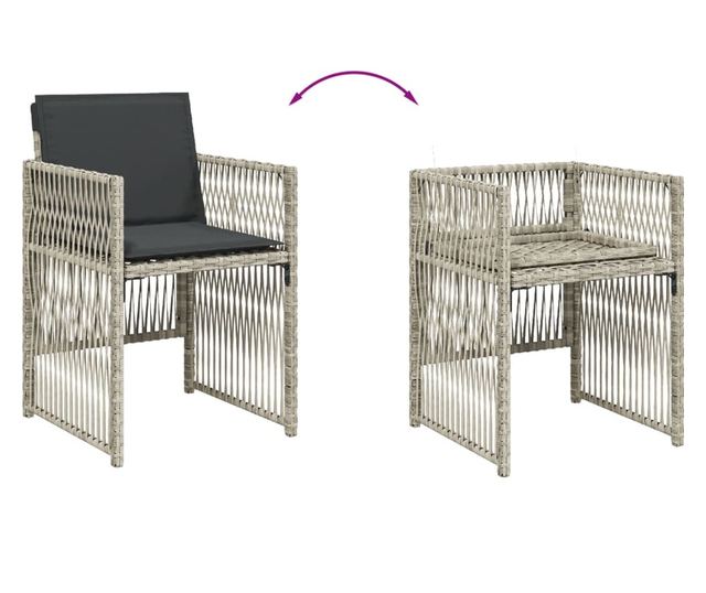 Градински комплект с възглавници 15 части полиратан светлосив