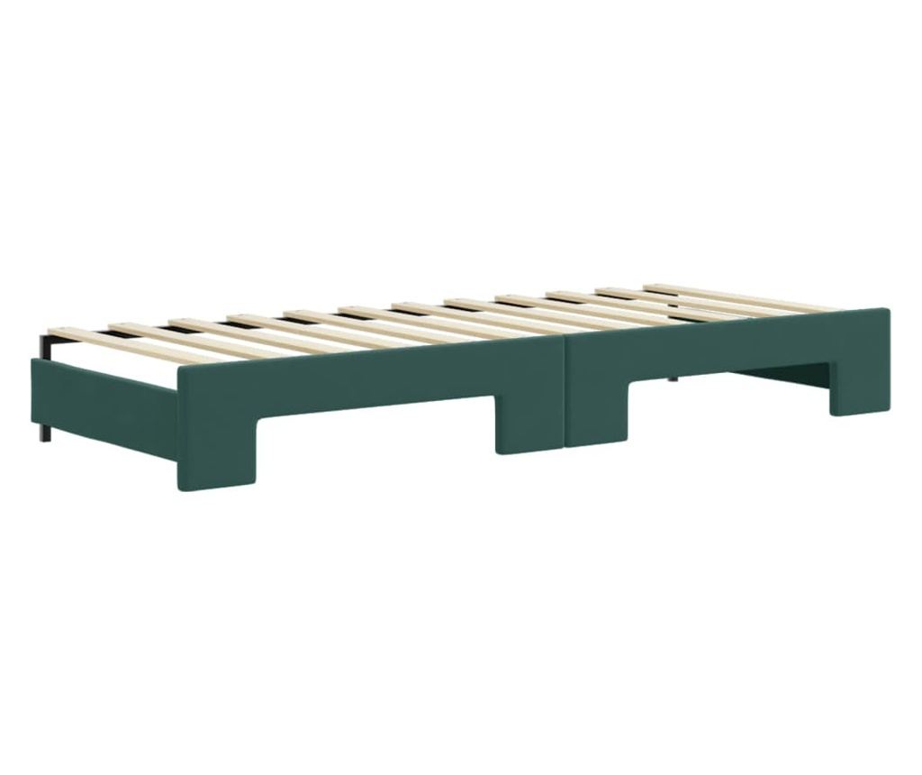 Daybed με επέκταση και στρώματα σκούρο πράσινο 80x200 εκ. βελούδο - 5