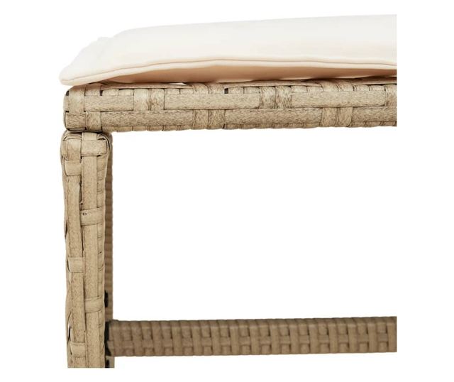 4 db bézs polyrattan kerti szék párnával 40x40x35 cm