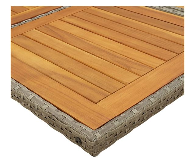 Градински трапезен комплект 7 части с възглавници сив полиратан