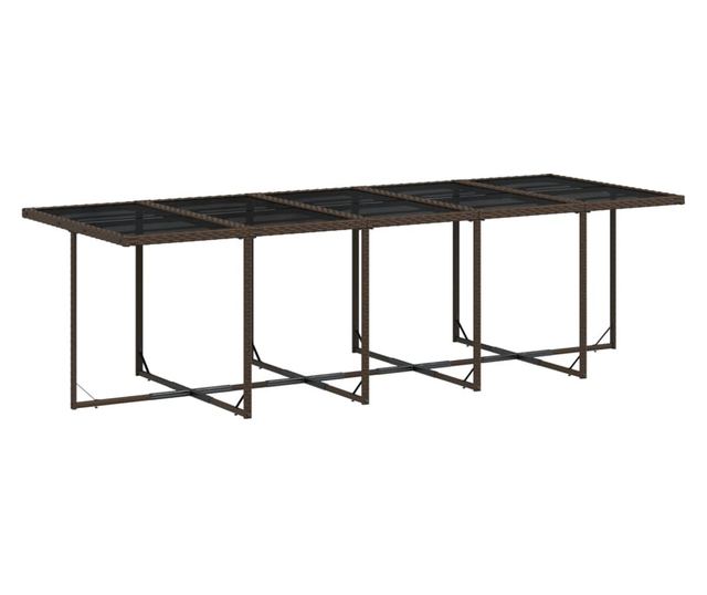 Градински комплект с възглавници 11 части кафяв полиратан