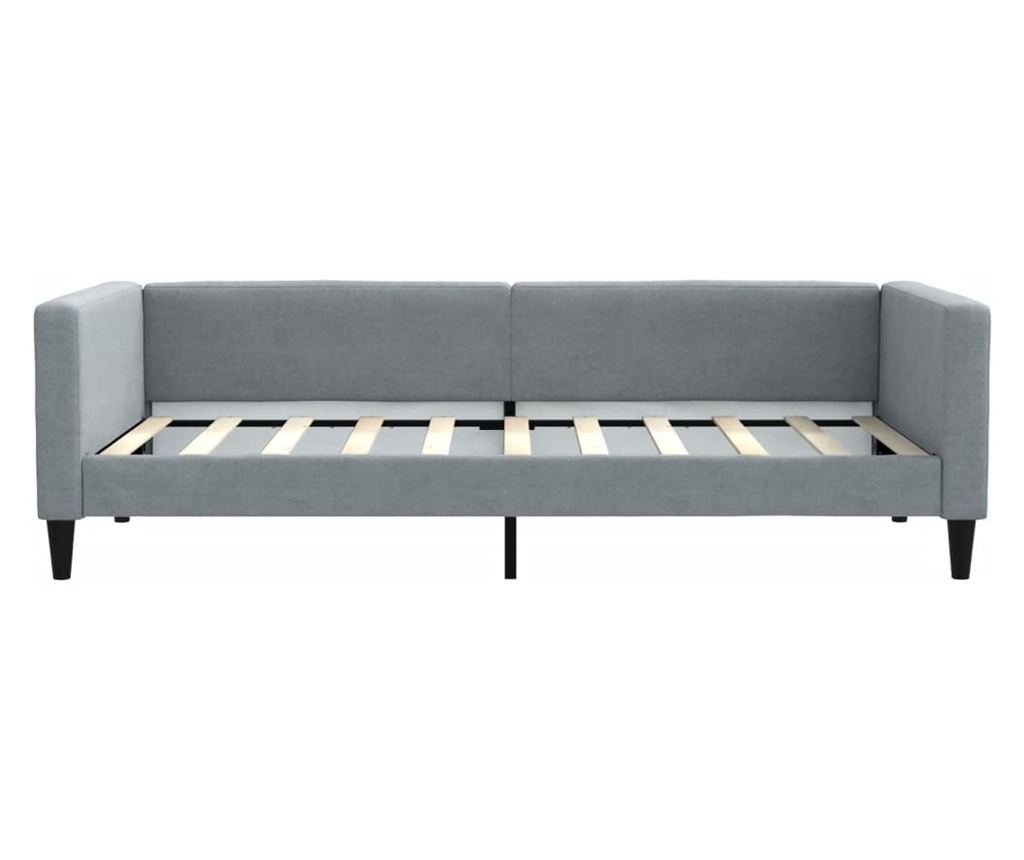 Daybed με στρώμα, ανοιχτό γκρι, 90x190 εκ., ύφασμα - 4