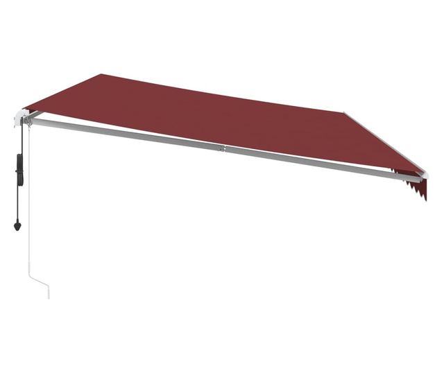 Автоматично прибираща се тента с LED, бордо, 600x300 см