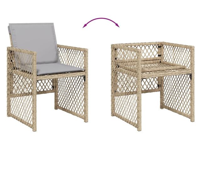 4 db vegyes bézs polyrattan kerti szék párnával