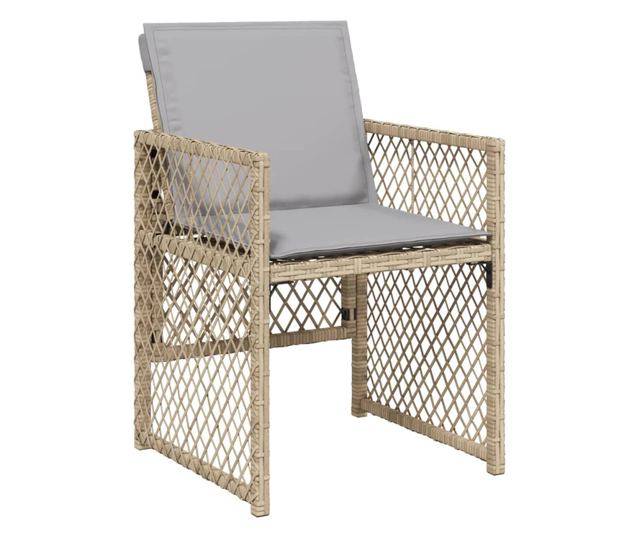 4 db vegyes bézs polyrattan kerti szék párnával