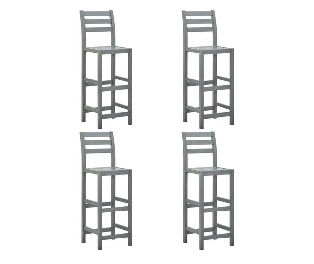 Barski stoli, 4 kosi, sivi, trden akacijev les