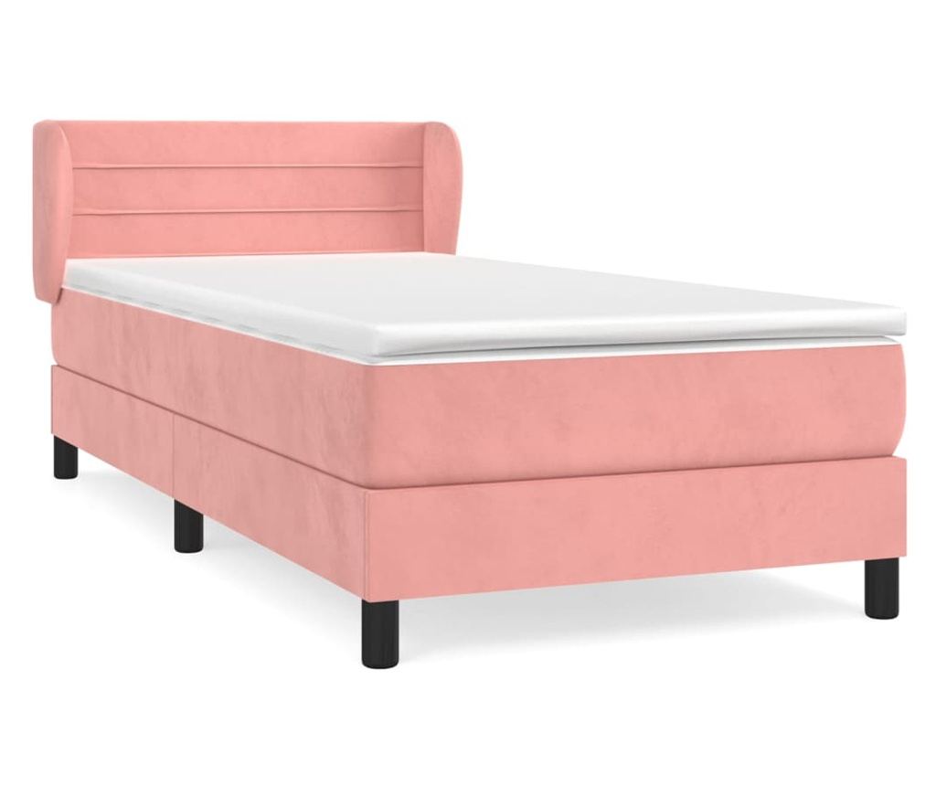 Боксспринг легло с матрак, розово, 90x190 см, кадифе - 2