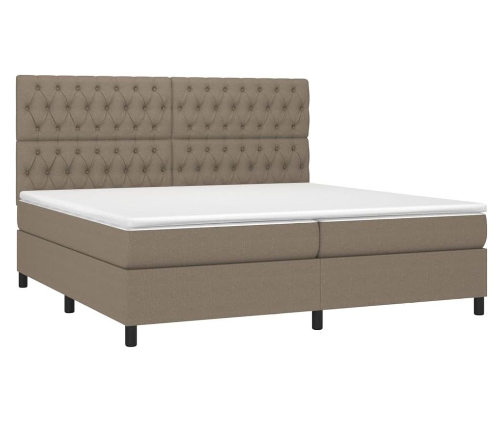 Κρεβάτι με ελατήρια, στρώμα και LED, ταμπά γκρι, 200x200 εκ., ύφασμα - 3