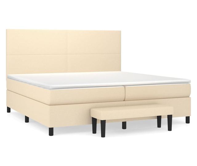 Боксспринг легло с матрак, кремаво, 200x200 см, текстил