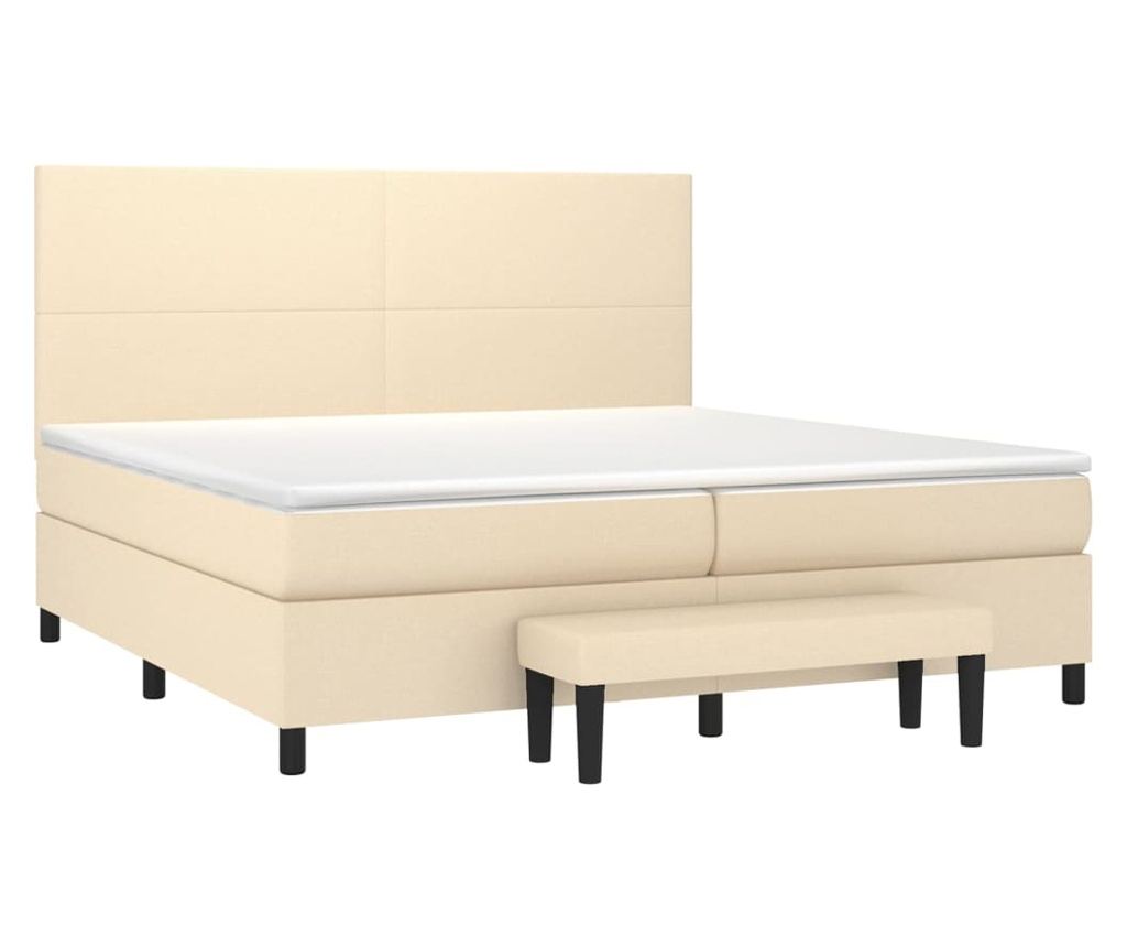 Boxspring krevet s madracem, krem, 200x200 cm, tekstil - 3