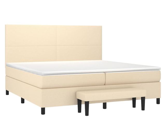 Боксспринг легло с матрак, кремаво, 200x200 см, текстил