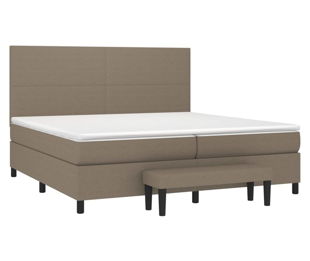 Боксспринг легло с матрак, таупе сиво, 200x200 см, текстил - 3