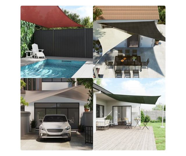 világosszürke négyszögletű HDPE napvitorla 160 g/m² 2 x 3,5 m