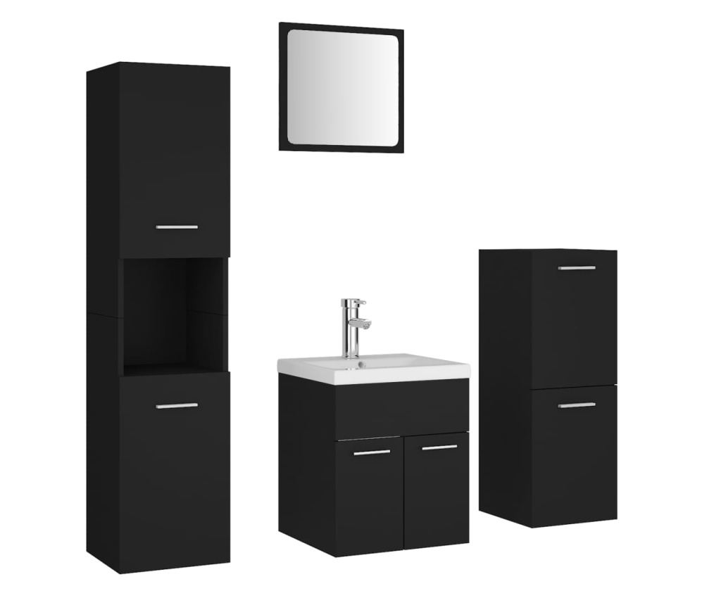 Set kupaonskog namještaja, crni, iverica - 2