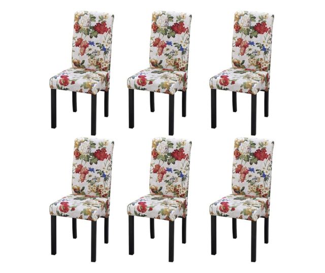 Kuhinjski stoli, 6 kosov, večbarvni, tekstilni material