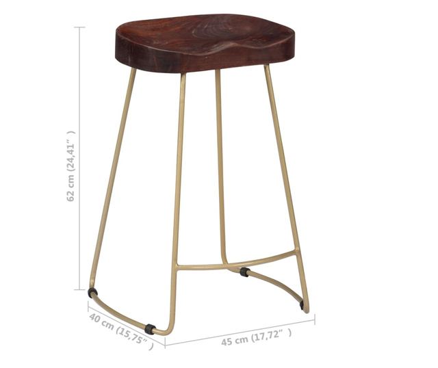 Scaune De Bar Gavin, 2 Buc., Lemn Masiv De Mango