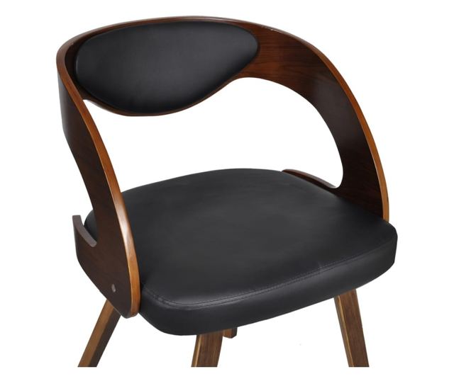 Jedilni stoli (komplet 4), rjavi, upognjen les in umetno usnje