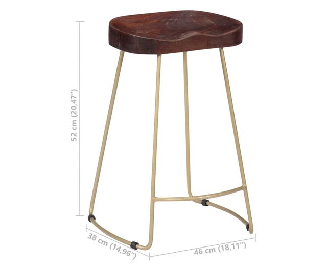 Scaune De Bar Gavin, 2 Buc., Lemn Masiv De Mango