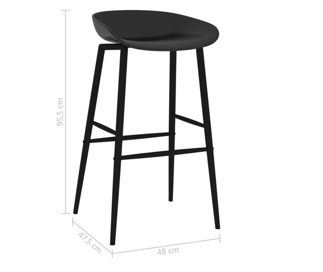 Barski stoli, 4 kosi, črni