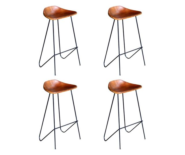 Barski stoli, 4 kosi, rjavi, pravo usnje