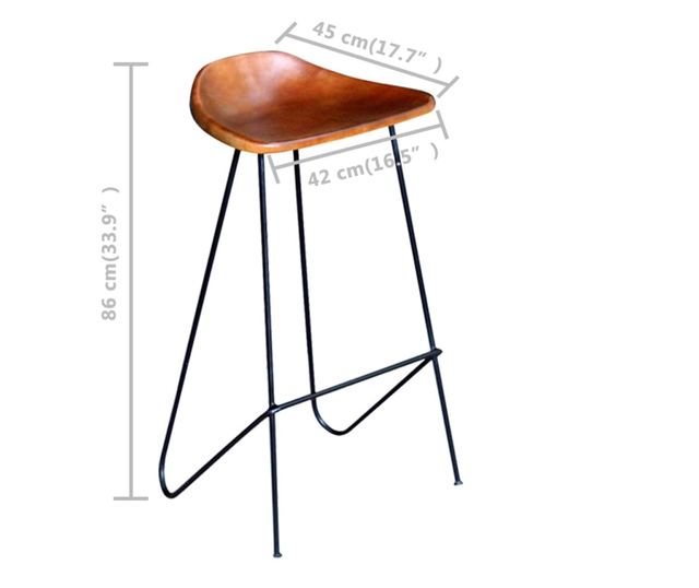 Barski stoli, 4 kosi, rjavi, pravo usnje