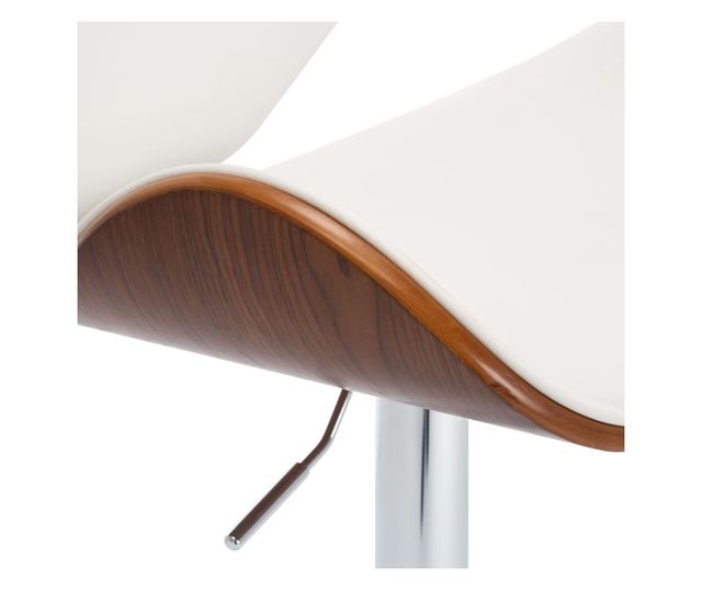 Barski stol, bel, umetno usnje