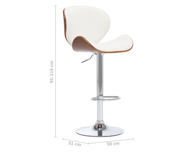 Barski stol, bel, umetno usnje