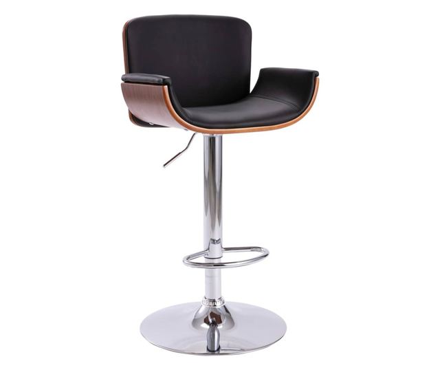 Barski stol, črn, umetno usnje