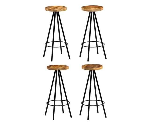 Barski stoli, 4 kosi, masiven mangov les